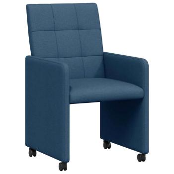 Esszimmerstühle mit Rollen 2 Stk. Stoff Blau 58 x 65 x 94 cm