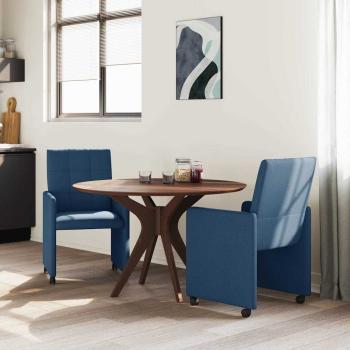 Esszimmerstühle mit Rollen 2 Stk. Stoff Blau 58 x 65 x 94 cm