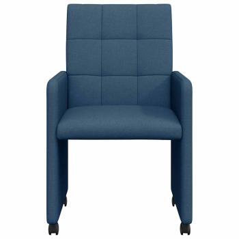 Esszimmerstühle mit Rollen 2 Stk. Stoff Blau 58 x 65 x 94 cm