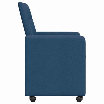 Esszimmerstühle mit Rollen 2 Stk. Stoff Blau 58 x 65 x 94 cm
