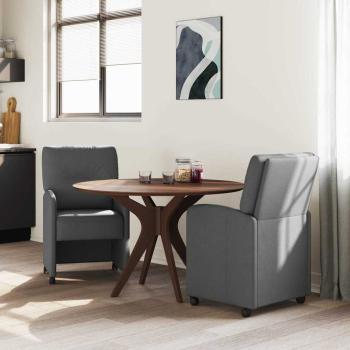 Esszimmerstühle mit Rollen 2 Stk. Stoff Dunkelgrau