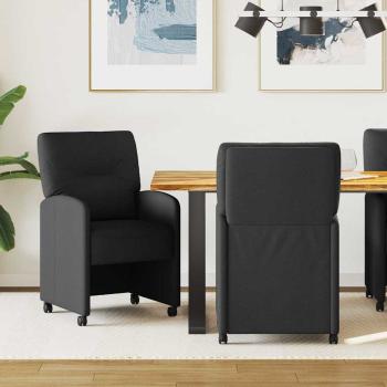ARDEBO.de - Esszimmerstühle mit Rollen 2 Stk. Stoff Schwarz 57 x 67 x 95 cm