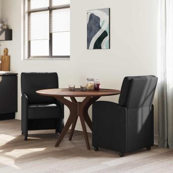 Esszimmerstühle mit Rollen 2 Stk. Stoff Schwarz 57 x 67 x 95 cm