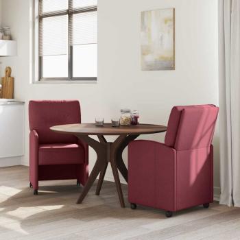 Esszimmerstühle mit Rollen 2 Stk. Stoff Weinrot 57 x 67 x 95 cm