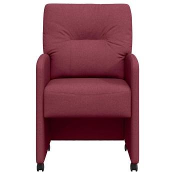 Esszimmerstühle mit Rollen 2 Stk. Stoff Weinrot 57 x 67 x 95 cm