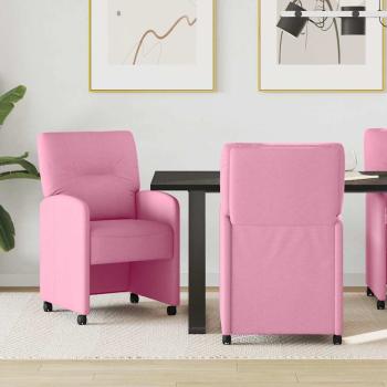 ARDEBO.de - Esszimmerstühle mit Rollen 2 stk. Stoff Rosa 57 x 67 x 95 cm