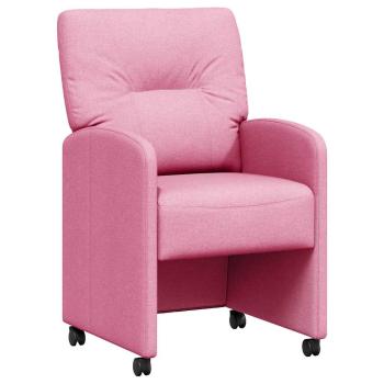 Esszimmerstühle mit Rollen 2 stk. Stoff Rosa 57 x 67 x 95 cm