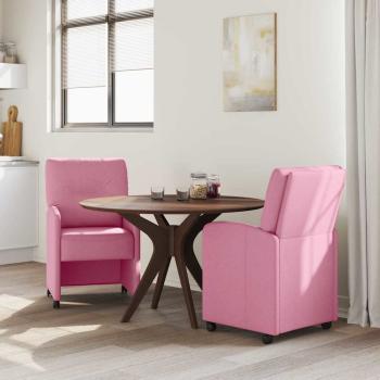 Esszimmerstühle mit Rollen 2 stk. Stoff Rosa 57 x 67 x 95 cm