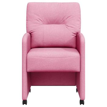 Esszimmerstühle mit Rollen 2 stk. Stoff Rosa 57 x 67 x 95 cm