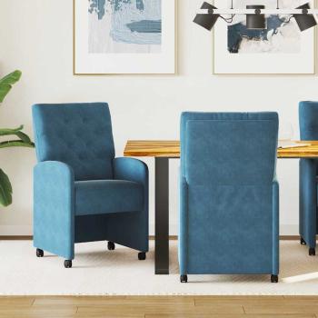 ARDEBO.de - Esszimmerst?hle mit Rollen 2 stk. Samt Blau 58 x 67 x 97 cm
