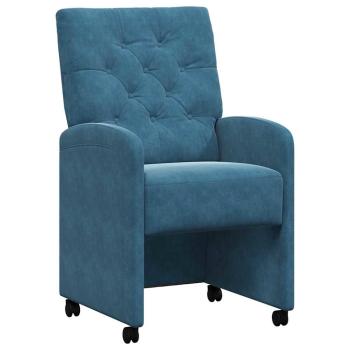 Esszimmerst?hle mit Rollen 2 stk. Samt Blau 58 x 67 x 97 cm
