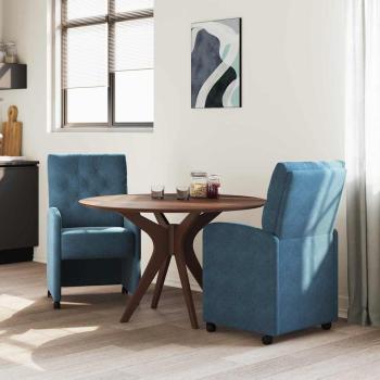 Esszimmerst?hle mit Rollen 2 stk. Samt Blau 58 x 67 x 97 cm