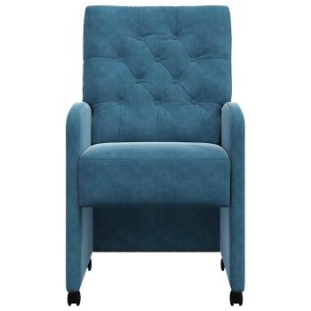 Esszimmerst?hle mit Rollen 2 stk. Samt Blau 58 x 67 x 97 cm