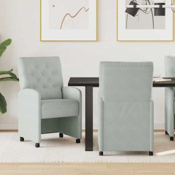 ARDEBO.de - Esszimmerstühle mit Rollen 2 Stk. Samt Hellgrau 58 x 67 x 97 cm