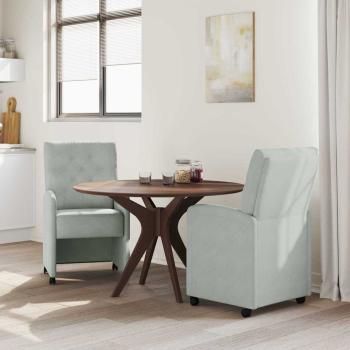 Esszimmerstühle mit Rollen 2 Stk. Samt Hellgrau 58 x 67 x 97 cm
