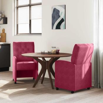 Esszimmerstühle mit Rollen 2 Stk. Samt Weinrot 58 x 67 x 97 cm