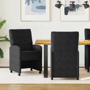 ARDEBO.de - Esszimmerstühle mit Rollen 2 Stk. Samt Schwarz 58 x 67 x 97 cm