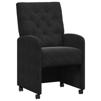 Esszimmerstühle mit Rollen 2 Stk. Samt Schwarz 58 x 67 x 97 cm