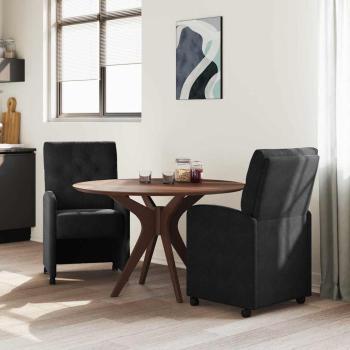 Esszimmerstühle mit Rollen 2 Stk. Samt Schwarz 58 x 67 x 97 cm