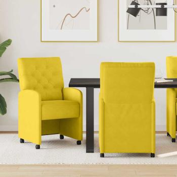 ARDEBO.de - Esszimmerstühle mit Rollen 2 Stk. Samt Gelb 58 x 67 x 97 cm