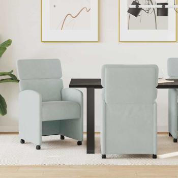 ARDEBO.de - Esszimmerstühle mit Rollen 2 Stk. Samt Hellgrau 58 x 65 x 98 cm