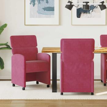ARDEBO.de - Esszimmerstühle mit Rollen 2 Stk. Samt Weinrot 58 x 65 x 98 cm