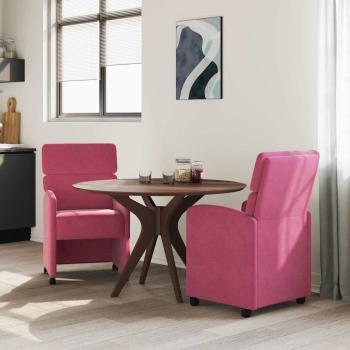 Esszimmerstühle mit Rollen 2 Stk. Samt Weinrot 58 x 65 x 98 cm