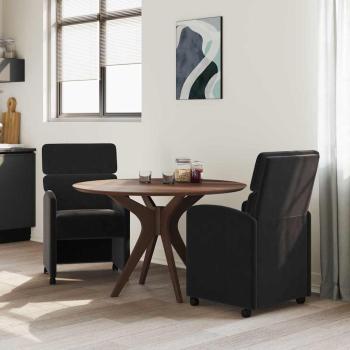Esszimmerstühle mit Rollen 2 Stk. Samt Schwarz 58 x 65 x 98 cm