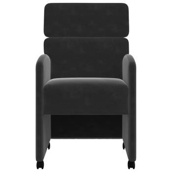 Esszimmerstühle mit Rollen 2 Stk. Samt Schwarz 58 x 65 x 98 cm