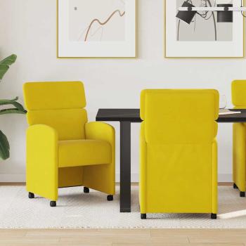 ARDEBO.de - Esszimmerstühle mit Rollen 2 Stk. Samt Gelb 58 x 65 x 98 cm