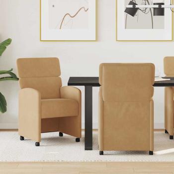 ARDEBO.de - Esszimmerstühle mit Rollen 2 Stk. Samt Braun 58 x 65 x 98 cm