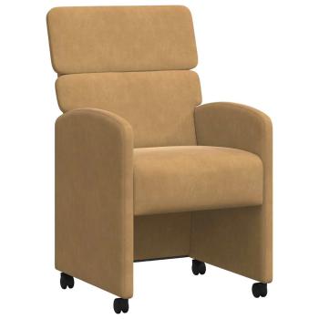 Esszimmerstühle mit Rollen 2 Stk. Samt Braun 58 x 65 x 98 cm