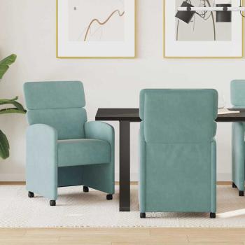 ARDEBO.de - Esszimmerstühle mit Rollen 2 stk. Samt Meergrün 58 x 65 x 98 cm