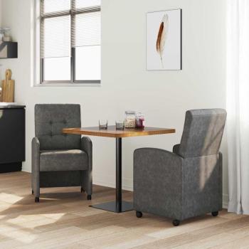 Esszimmerstühle mit Rollen 2 Stk. Kunstleder Schwarz