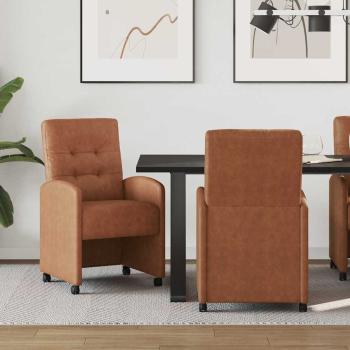 ARDEBO.de - Esszimmerstühle mit Rollen 2 Stk. Kunstleder Braun