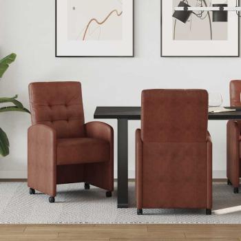 ARDEBO.de - Esszimmerstühle mit Rollen 2 Stk. Kunstleder Glänzendes Braun