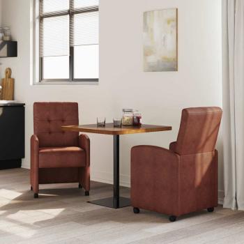 Esszimmerstühle mit Rollen 2 Stk. Kunstleder Glänzendes Braun