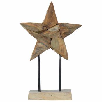 Weihnachtsstern Braun 31 x 15 x 46 cm Massivholz Teak