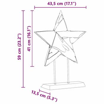 Weihnachtsstern Braun 43,5 x 13,5 x 59 cm Massivholz Teak