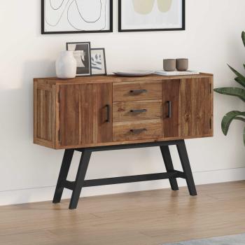 ARDEBO.de - TV-Ständer 110 x 30 x 75 cm Natur Massivholz Teak