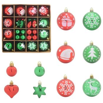 Weihnachtskugel-Set 40 stk. Rot und Grün Ø 6 cm Kunststoff