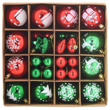 Weihnachtskugel-Set 40 stk. Rot und Grün Ø 6 cm Kunststoff