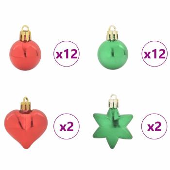 Weihnachtskugel-Set 40 stk. Rot und Grün Ø 6 cm Kunststoff