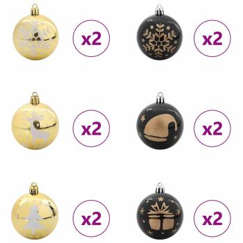 Weihnachtskugel-Set 40 Stk. Schwarz und Gold Ø 6 cm Kunststoff