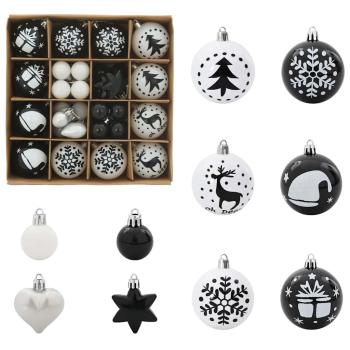 Weihnachtskugel-Set 40 stk. Schwarz und Weiß Ø 6 cm Kunststoff