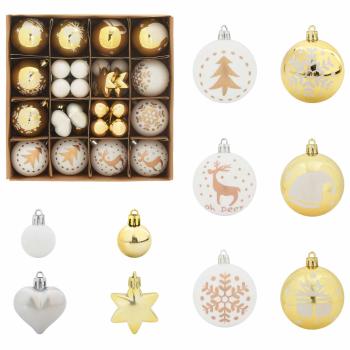 Weihnachtskugel-Set 40 stk. Weiß und Gold Ø 6 cm Kunststoff