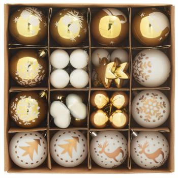 Weihnachtskugel-Set 40 stk. Weiß und Gold Ø 6 cm Kunststoff