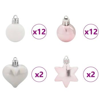 Weihnachtskugel-Set 40 stk. Weiß und Rosa Ø 6 cm Kunststoff