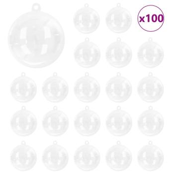 Weihnachtskugel-Set 100 stk. Transparent Ø 8 cm Kunststoff