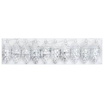 Weihnachts-Tannenzapfen Ball 40 Stk. Silber 4 x 9 cm Kunststoff